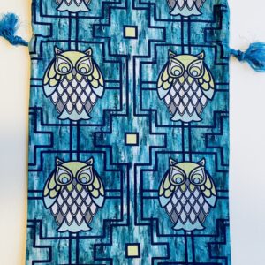 Fabric Gift Bags – Stylized Owls, Blue
