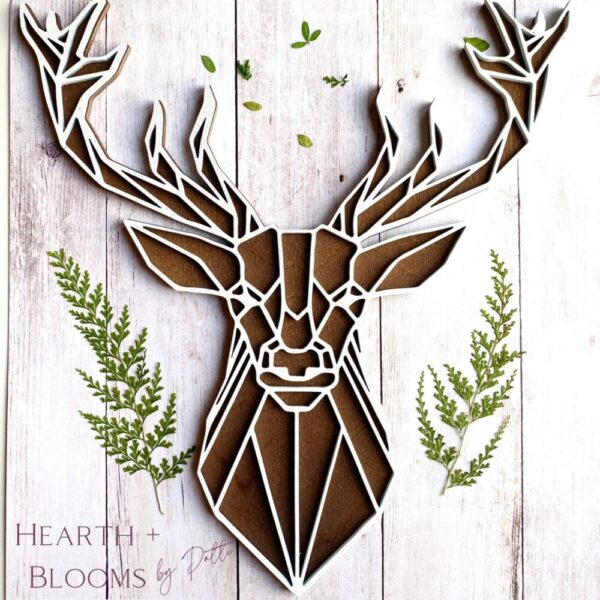 Geometric Deer Wood Art