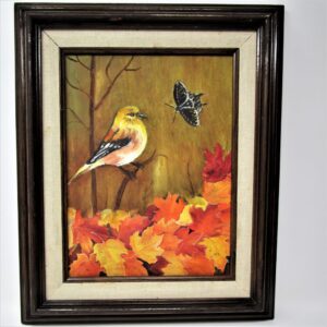 “Bird and Butterfly” Oil Painting by Iowa Artist Helen Carlson