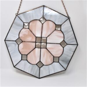 Geometric Glass Piece for Hanging by Artist Carolyn Oldenkamp