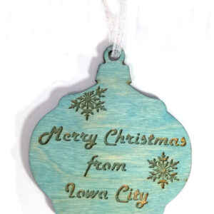 Merry Christmas from Iowa City Wooden Snowflake Ornament