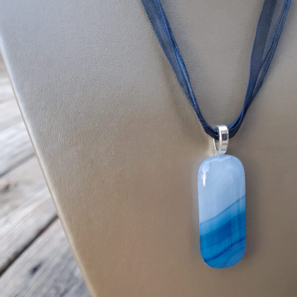Fused glass pendant blue ombre