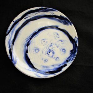 Blue and White Pottery Plate by Artist Paul Koch
