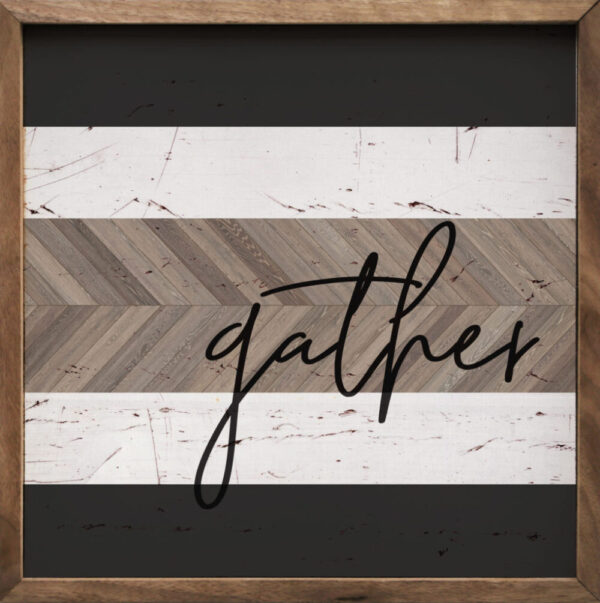 Gather Black And White Stripe – Kendrick Home Wood Sign