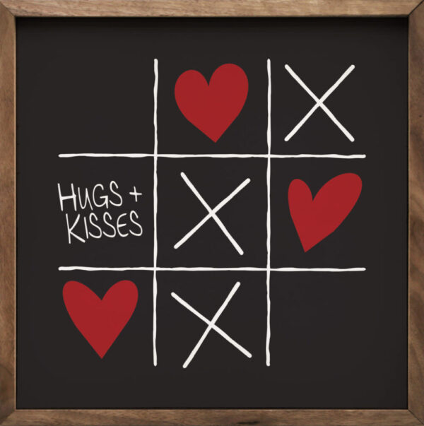 Hugs And Kisses Tic Tac Toe Black – Kendrick Home Wood Sign