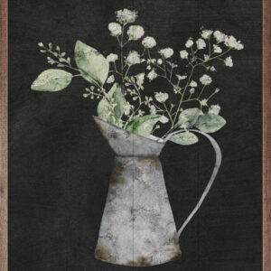 Water Pitcher And Flowers Black – Kendrick Home Wood Sign
