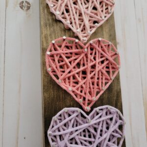 Ombre Hearts – Handspun Yarn String Art