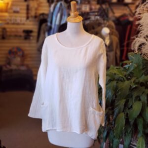Long Sleeve Cotton Top Off-White