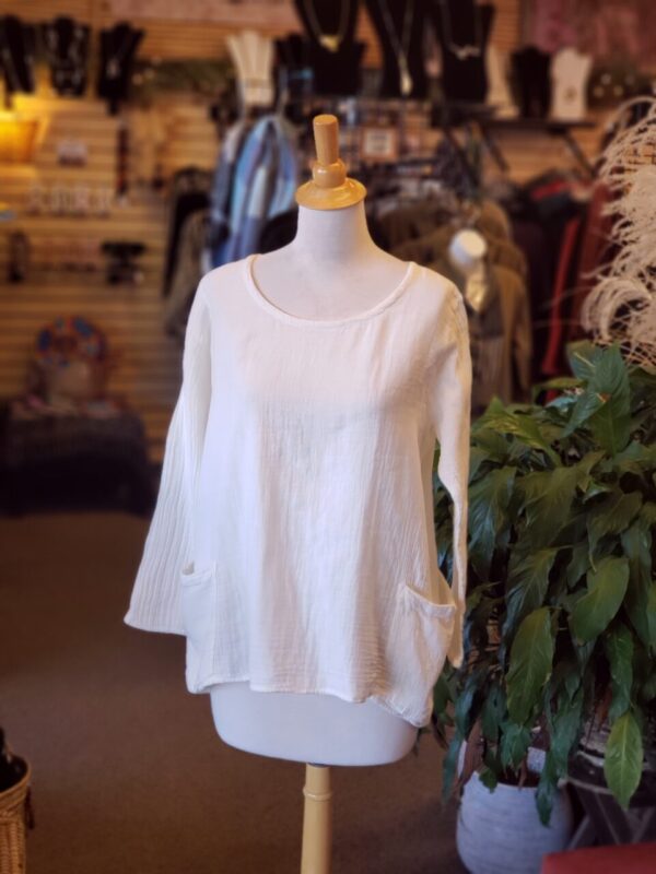 Long Sleeve Cotton Top Off-White