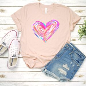 Colorful Painted Heart Valentine Tee
