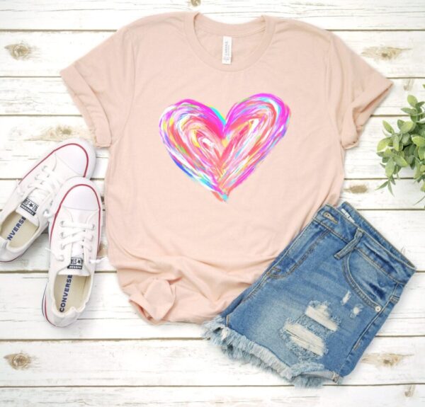 Colorful Painted Heart Valentine Tee