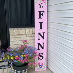 Bright Flowers Porch Sign with Last Name