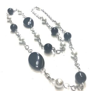 Handmade black & white necklace for women