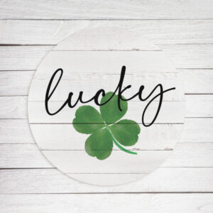 Lucky Clover Whitewash Circle – Kendrick Home Wood Sign