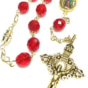 Handmade ruby glass beaded car rosary