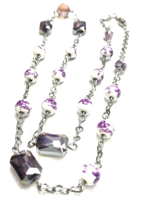 Handmade purple & white necklace for women