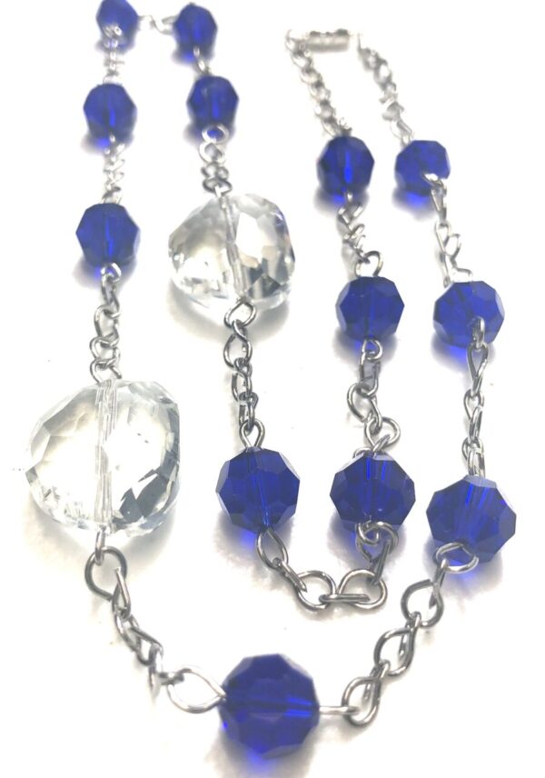 Handmade blue & crystal glass necklace