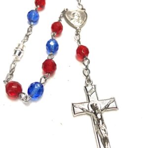 Handmade patriotic red & blue car rosary
