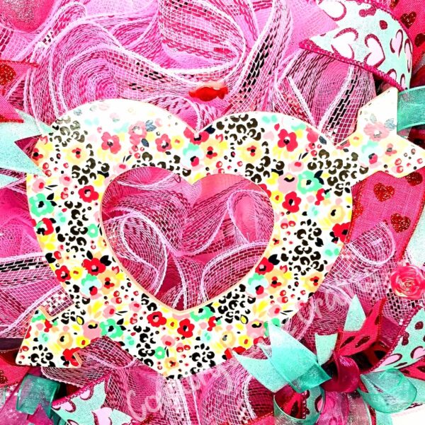 Heart Shaped Animal Print Valentines Wreath