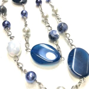 Handmade blue & white necklace for women