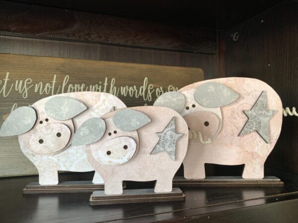 Wooden Barnyard Pigs