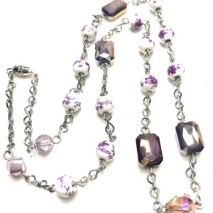 Handmade purple & white necklace for women