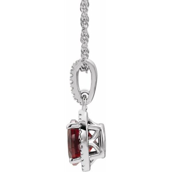 Garnet, diamond, and sterling silver 18 inch necklace