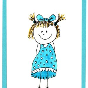 Handcrafted Greeting Card ‘Blue Dress Girl’