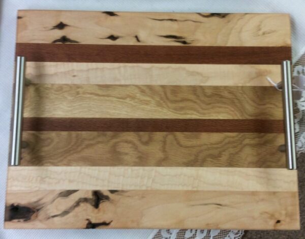 Mixed Wood Cutting/Serving Board with Handles