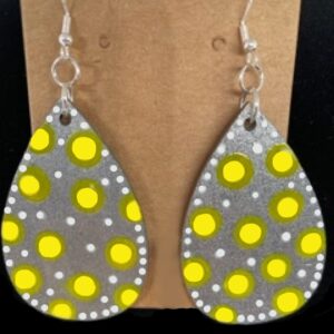 Yellow Polka Dot Hand-Painted Earrings