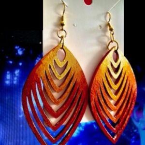 Hand Painted Red & Gold Cutout Earrings