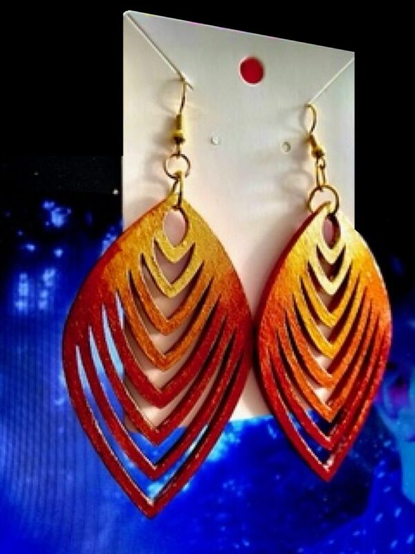 Hand Painted Red & Gold Cutout Earrings