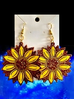 Hand Painted Sunflower Earrings