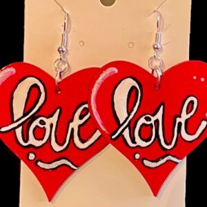 Hand Painted Love Heart Earrings