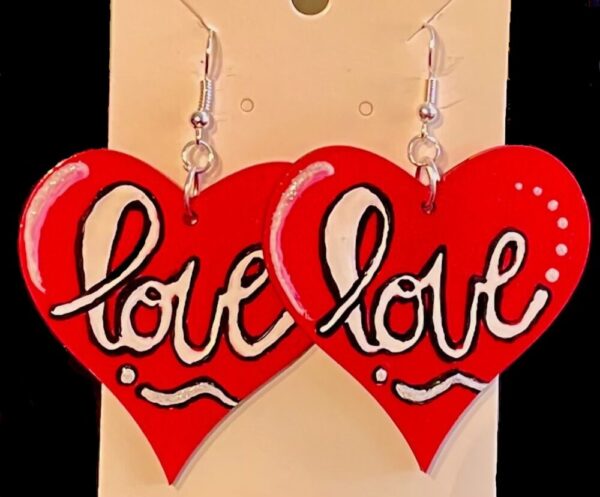Hand Painted Love Heart Earrings