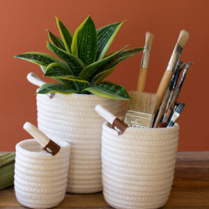 Coiled White Cotten Baskets