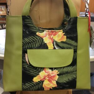 Handmade Designer Hand Bag with Straps ‘Floral Green’ MH004