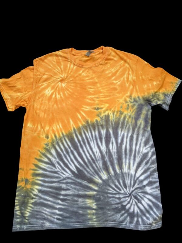 *Ready to Ship* Orange & Gray Double Spiral Tie-Dye T-shirt