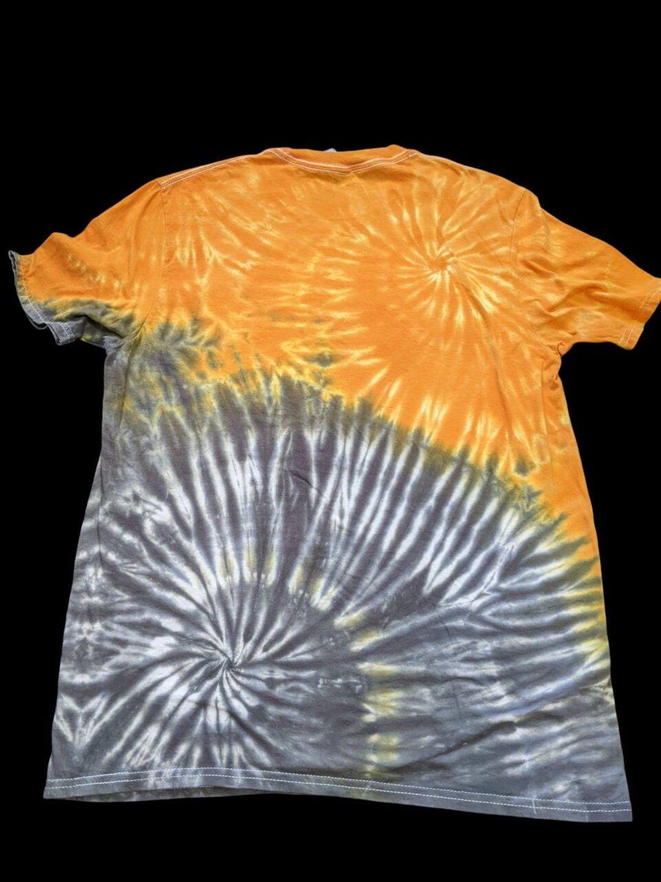Black and Orange Wave Spiral Tie-dye T-shirt