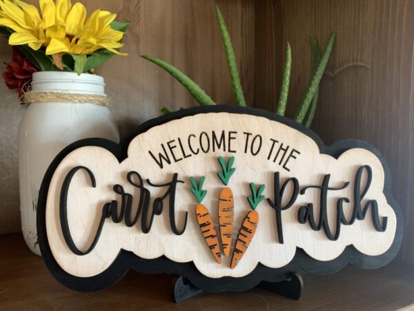 Wooden Welcome to the Carrot Patch Sign