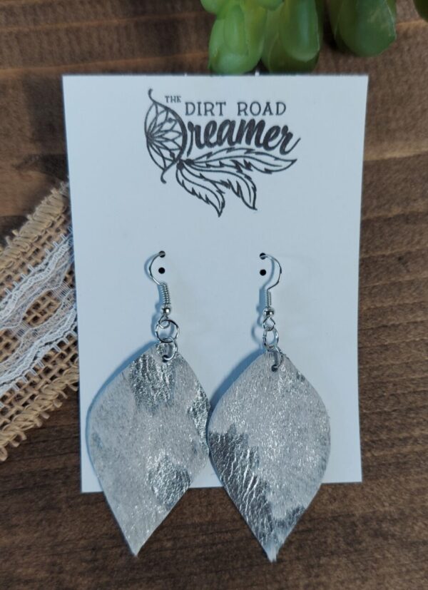 White Shimmer Cow Hide Earrings