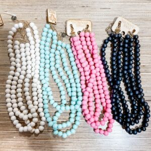 PP Wood Bead Layered Necklace