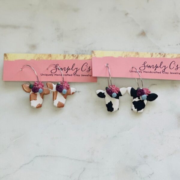 Floral Cow Earrings