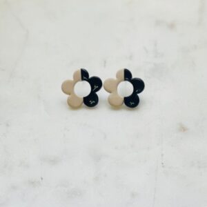 Black & Cream Flower Earrings
