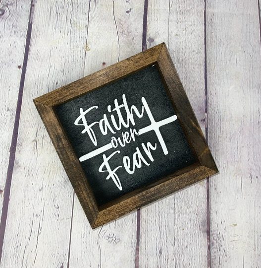 Faith over Fear Farmhouse Sign | Living Room Decor | Inspirational Quote Sign | Mothers Day Sign