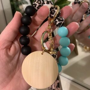 Silicone Chunky Bead Keyring with Disc
