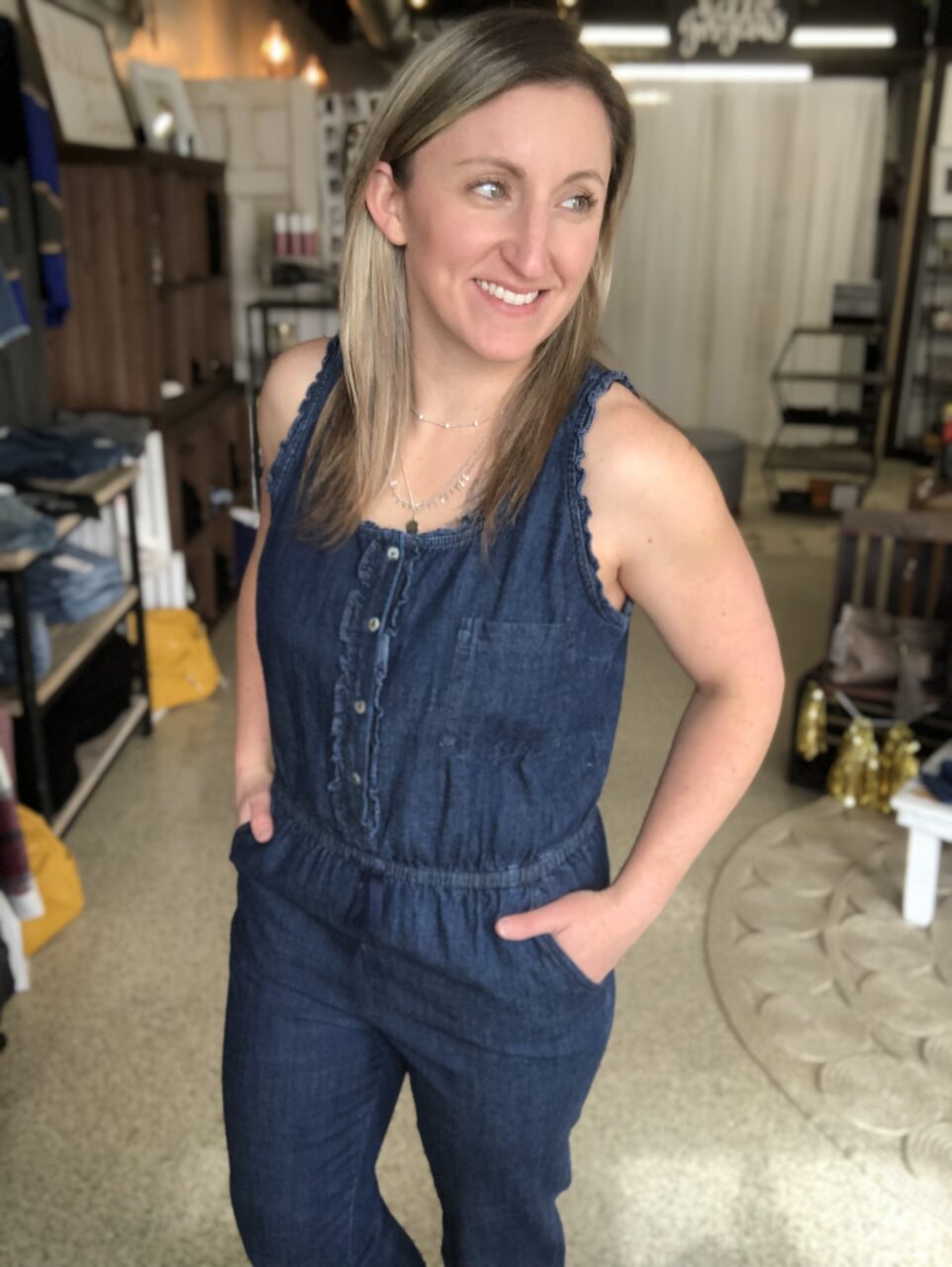 Chambray Denim Jumpsuit