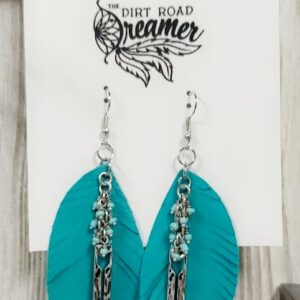 Turquoise Earrings with Beaded Arrows
