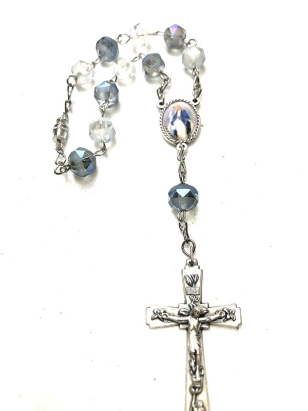 Handmade blue & white car rosary