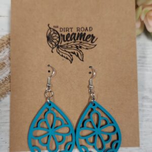 Turquoise Wooden Earrings